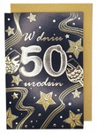 Karnet 50 urodziny, złocony 11,5x17cm