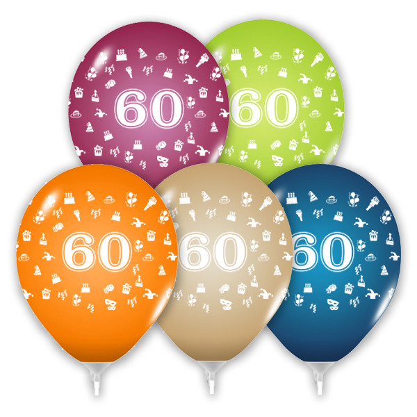 Balony urodzinowe "60" B105 30CM./5SZT. - Thumbnail 1