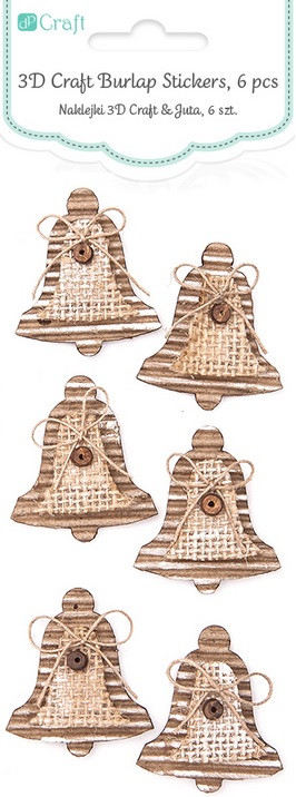 Naklejki 3D craft & juta - dzwonki 6szt - Thumbnail 1