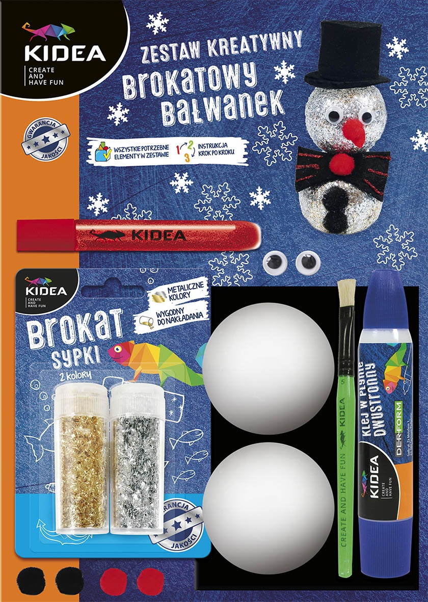 Zestaw kreatywny brokatowy bałwanek Kidea - Thumbnail 1